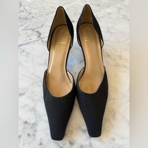 Stuart Weitzman-Black D’orsay Slip-on Pumps-size: 8.5